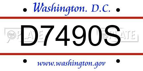 D7490S District Of Columbia License Plate