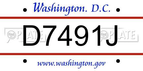 D7491J District Of Columbia License Plate