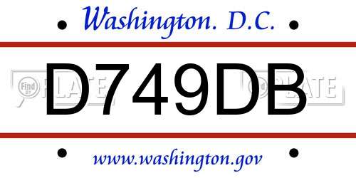 D749DB District Of Columbia License Plate