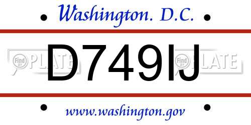 D749IJ District Of Columbia License Plate