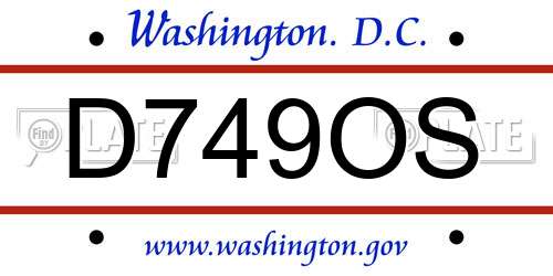 D749OS District Of Columbia License Plate