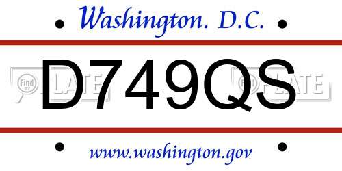 D749QS District Of Columbia License Plate