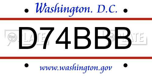 D74BBB District Of Columbia License Plate