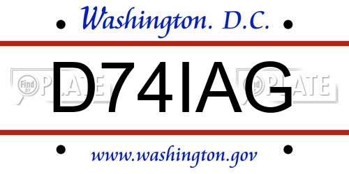 D74IAG District Of Columbia License Plate