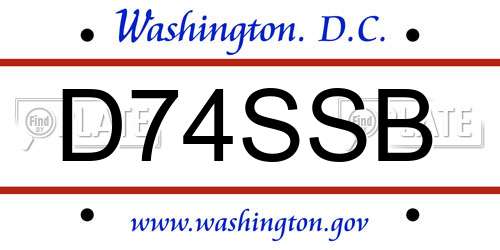 D74SSB District Of Columbia License Plate