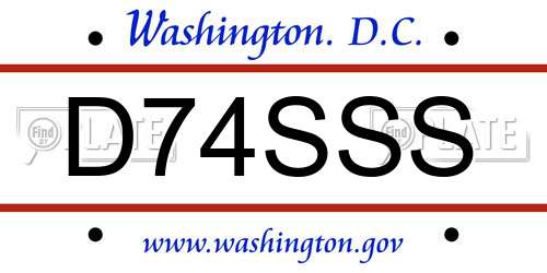 D74SSS District Of Columbia License Plate