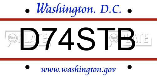 D74STB District Of Columbia License Plate