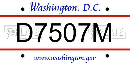 D7507M District Of Columbia License Plate