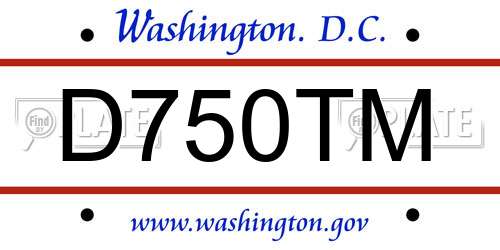 D750TM District Of Columbia License Plate