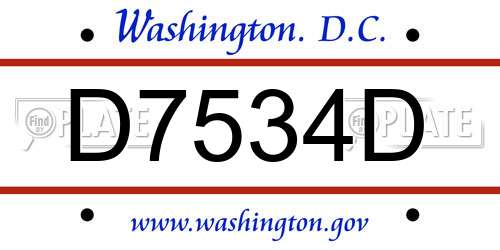 D7534D District Of Columbia License Plate