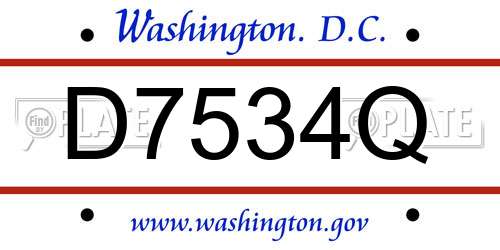 D7534Q District Of Columbia License Plate