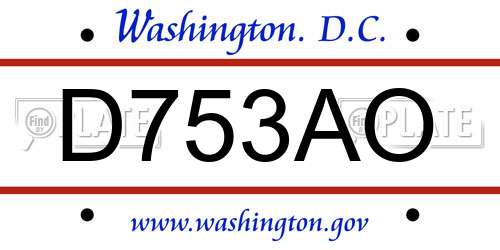 D753AO District Of Columbia License Plate