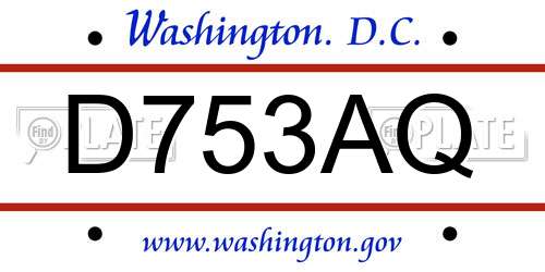 D753AQ District Of Columbia License Plate