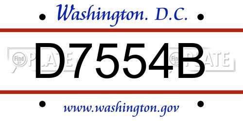 D7554B District Of Columbia License Plate