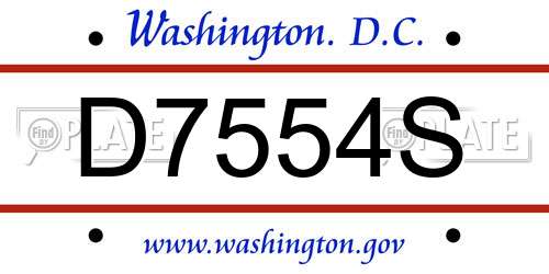 D7554S District Of Columbia License Plate