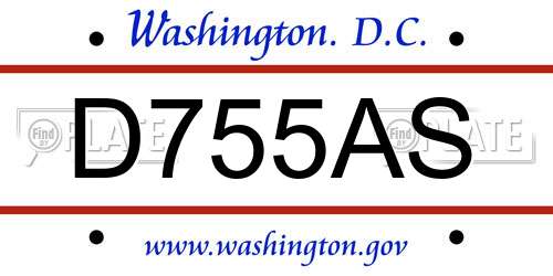 D755AS District Of Columbia License Plate