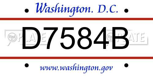 D7584B District Of Columbia License Plate