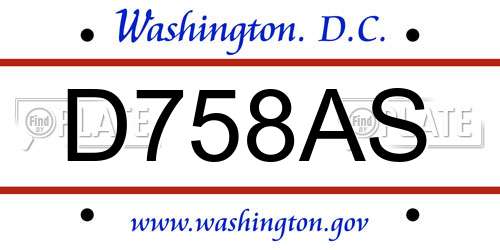 D758AS District Of Columbia License Plate