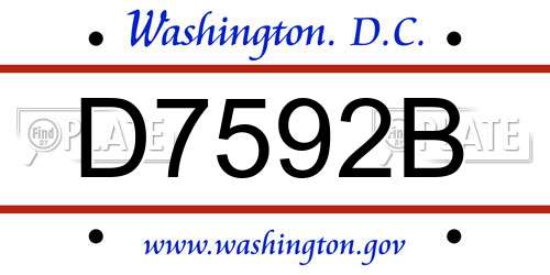 D7592B District Of Columbia License Plate