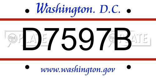 D7597B District Of Columbia License Plate