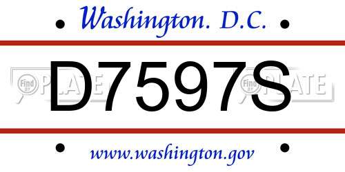 D7597S District Of Columbia License Plate