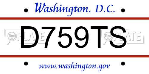 D759TS District Of Columbia License Plate