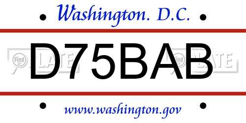 D75BAB District Of Columbia License Plate
