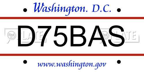 D75BAS District Of Columbia License Plate