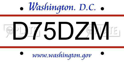 D75DZM District Of Columbia License Plate