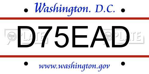 D75EAD District Of Columbia License Plate