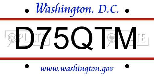 D75QTM District Of Columbia License Plate
