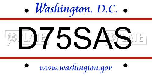 D75SAS District Of Columbia License Plate