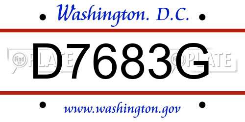 D7683G District Of Columbia License Plate