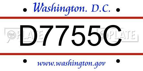 D7755C District Of Columbia License Plate