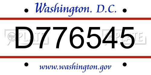 D776545 District Of Columbia License Plate