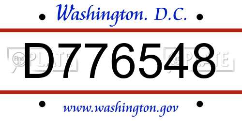 D776548 District Of Columbia License Plate