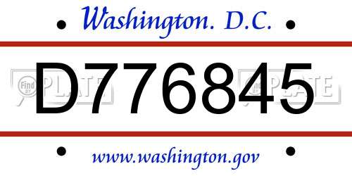 D776845 District Of Columbia License Plate