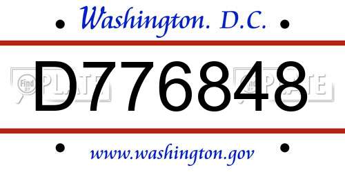 D776848 District Of Columbia License Plate