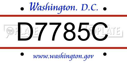 D7785C District Of Columbia License Plate