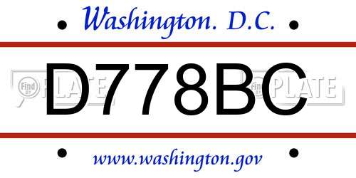D778BC District Of Columbia License Plate