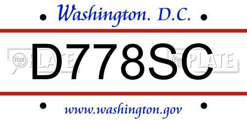 D778SC District Of Columbia License Plate