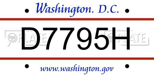 D7795H District Of Columbia License Plate
