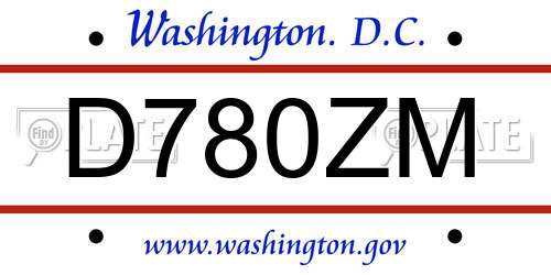 D780ZM District Of Columbia License Plate