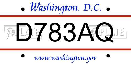 D783AQ District Of Columbia License Plate