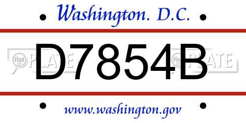 D7854B District Of Columbia License Plate