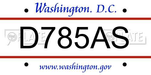 D785AS District Of Columbia License Plate