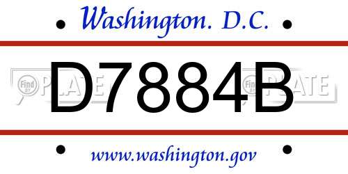 D7884B District Of Columbia License Plate