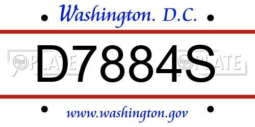 D7884S District Of Columbia License Plate