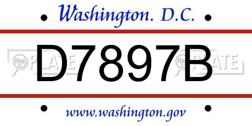 D7897B District Of Columbia License Plate