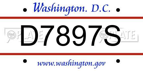 D7897S District Of Columbia License Plate